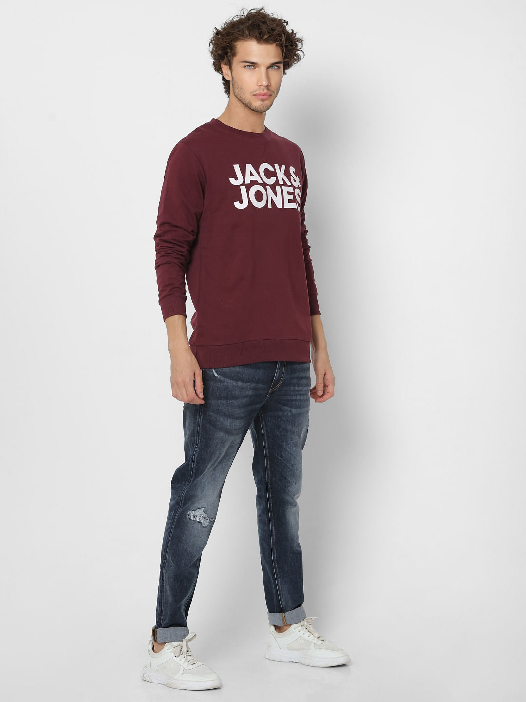 Maroon Logo Print Sweatshirt - S