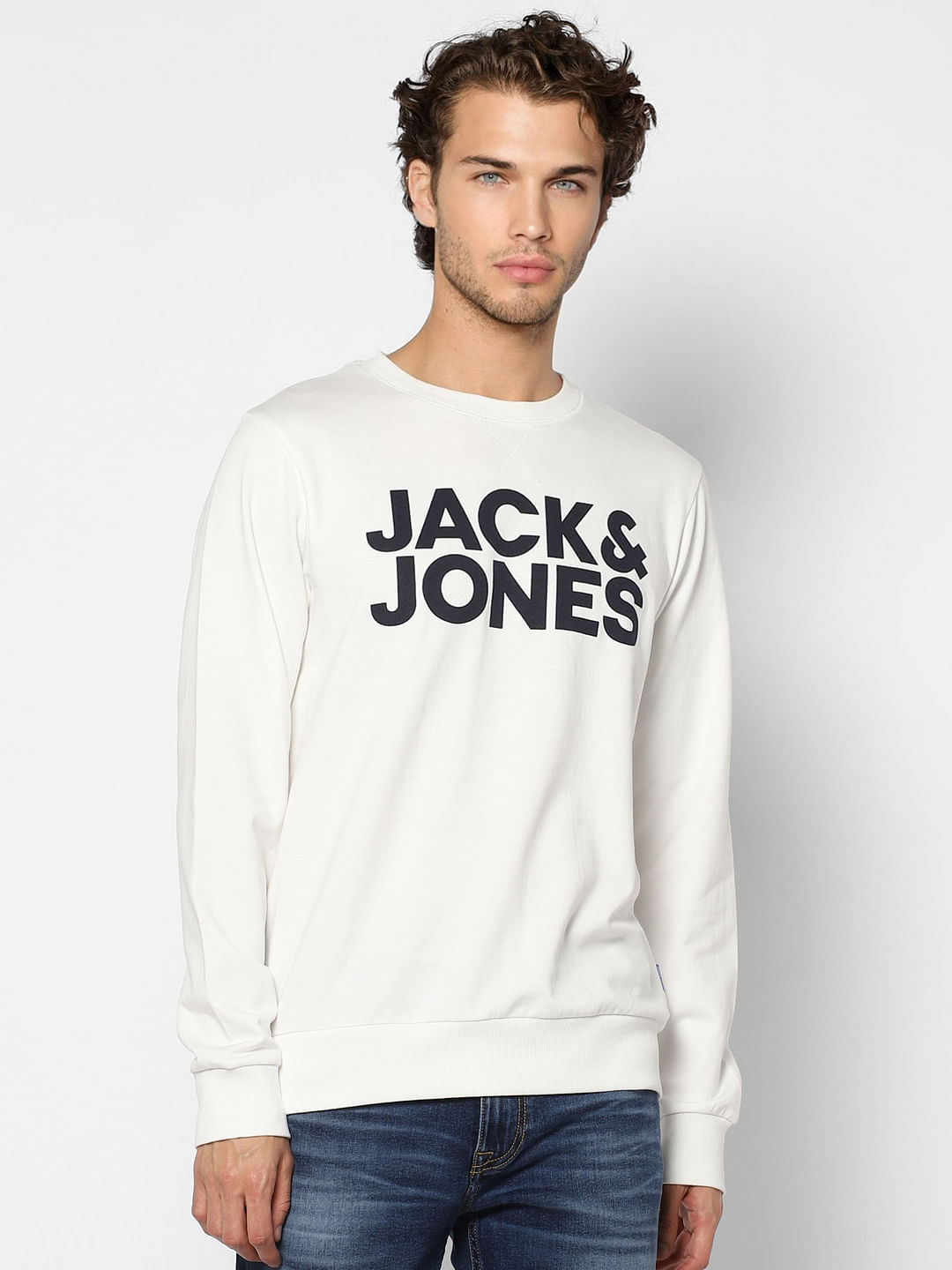 White Hooded Logo Print Sweatshirt
