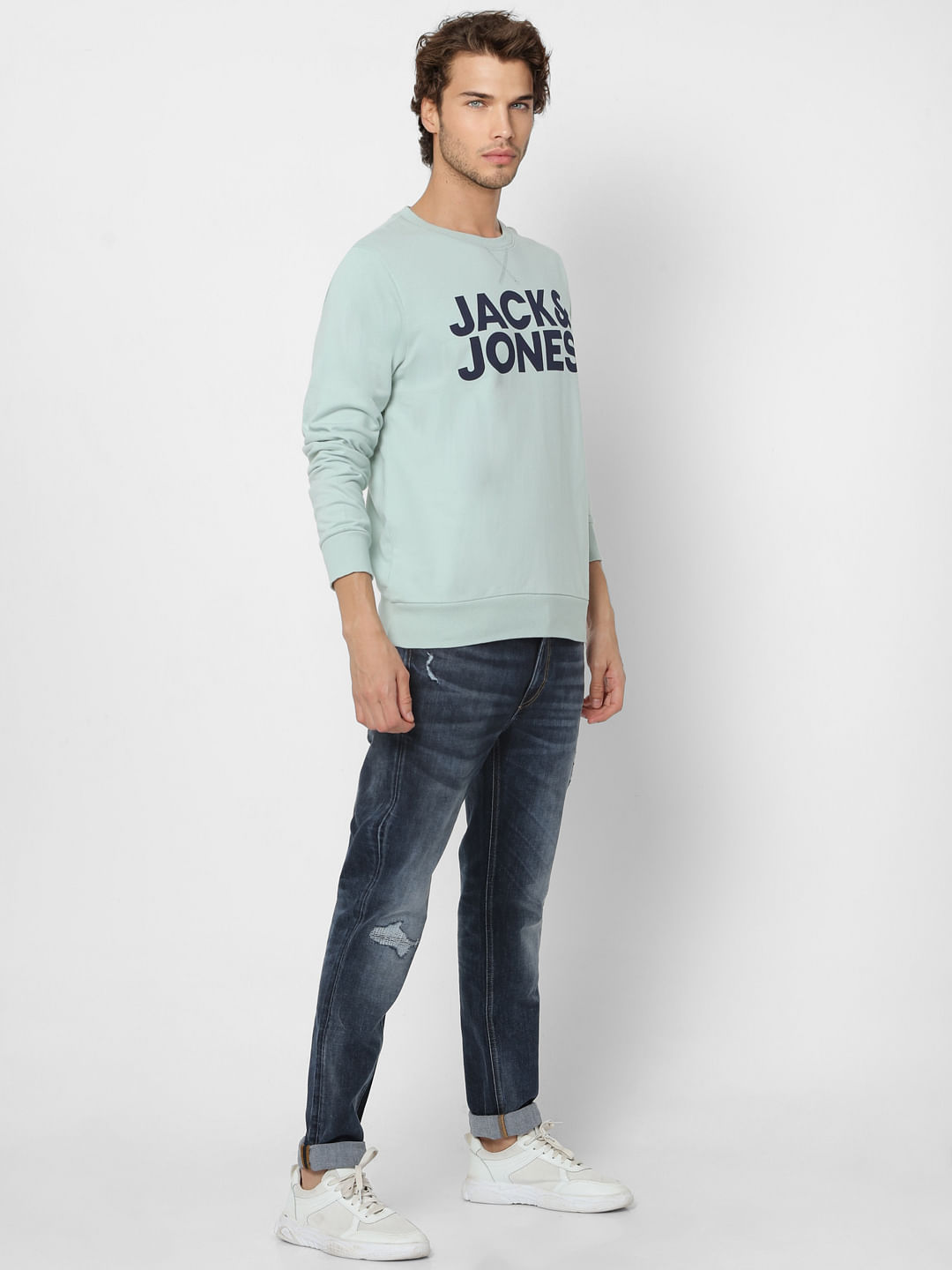 Light Green Logo Print Sweatshirt - S