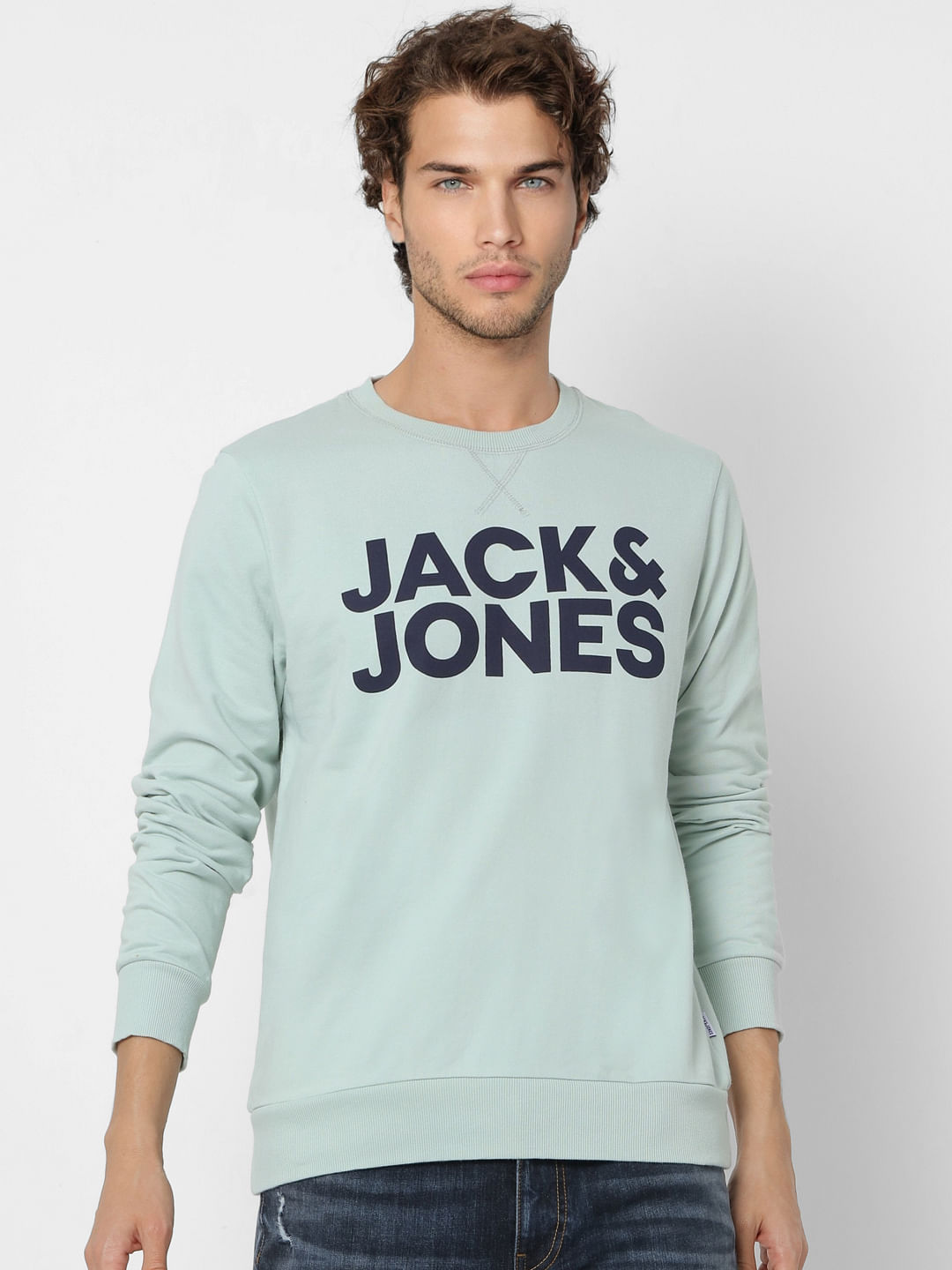 Light Green Logo Print Sweatshirt