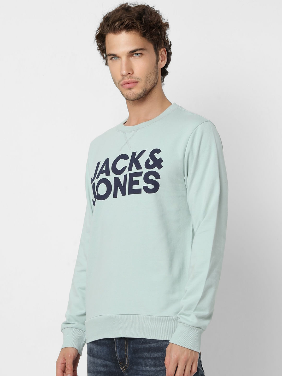 Light Green Logo Print Sweatshirt