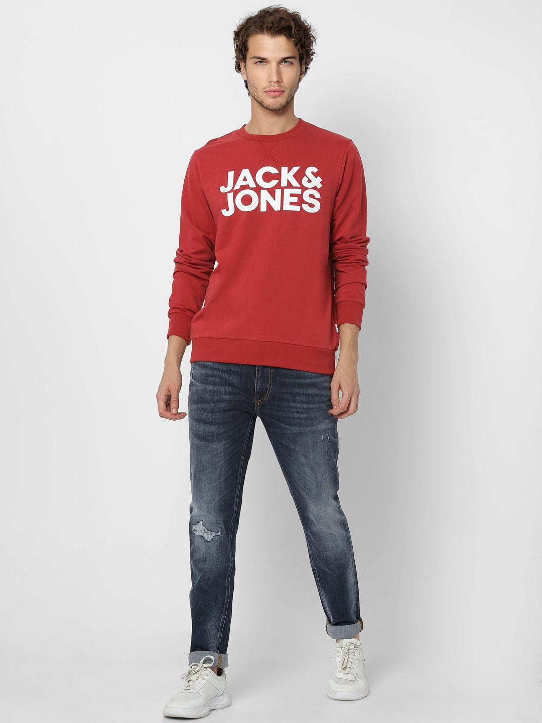 Red Logo Print Sweatshirt - S