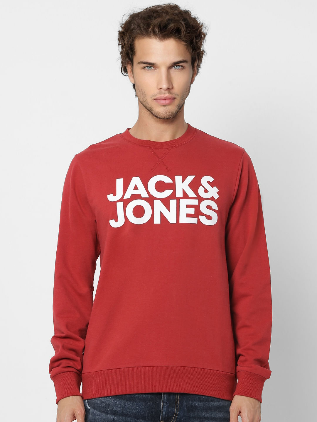 Red Logo Print Sweatshirt