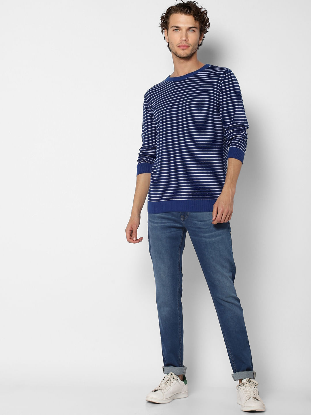 Blue Striped Pullover - M