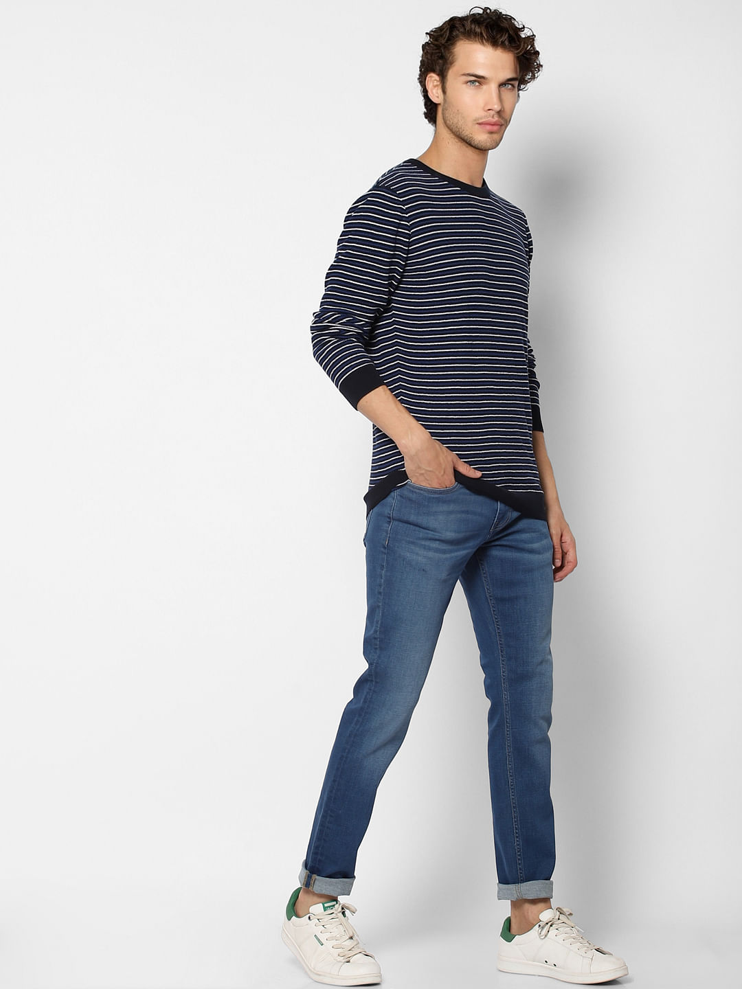 Blue Striped Pullover - S