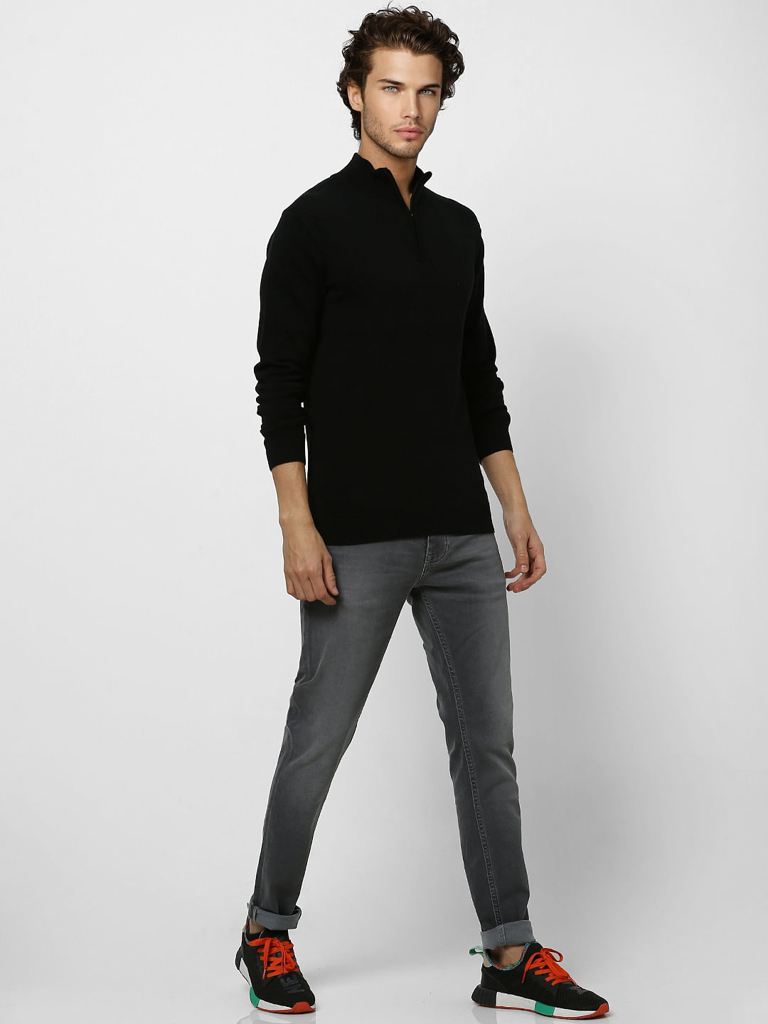 Black High Neck Cardigan - S