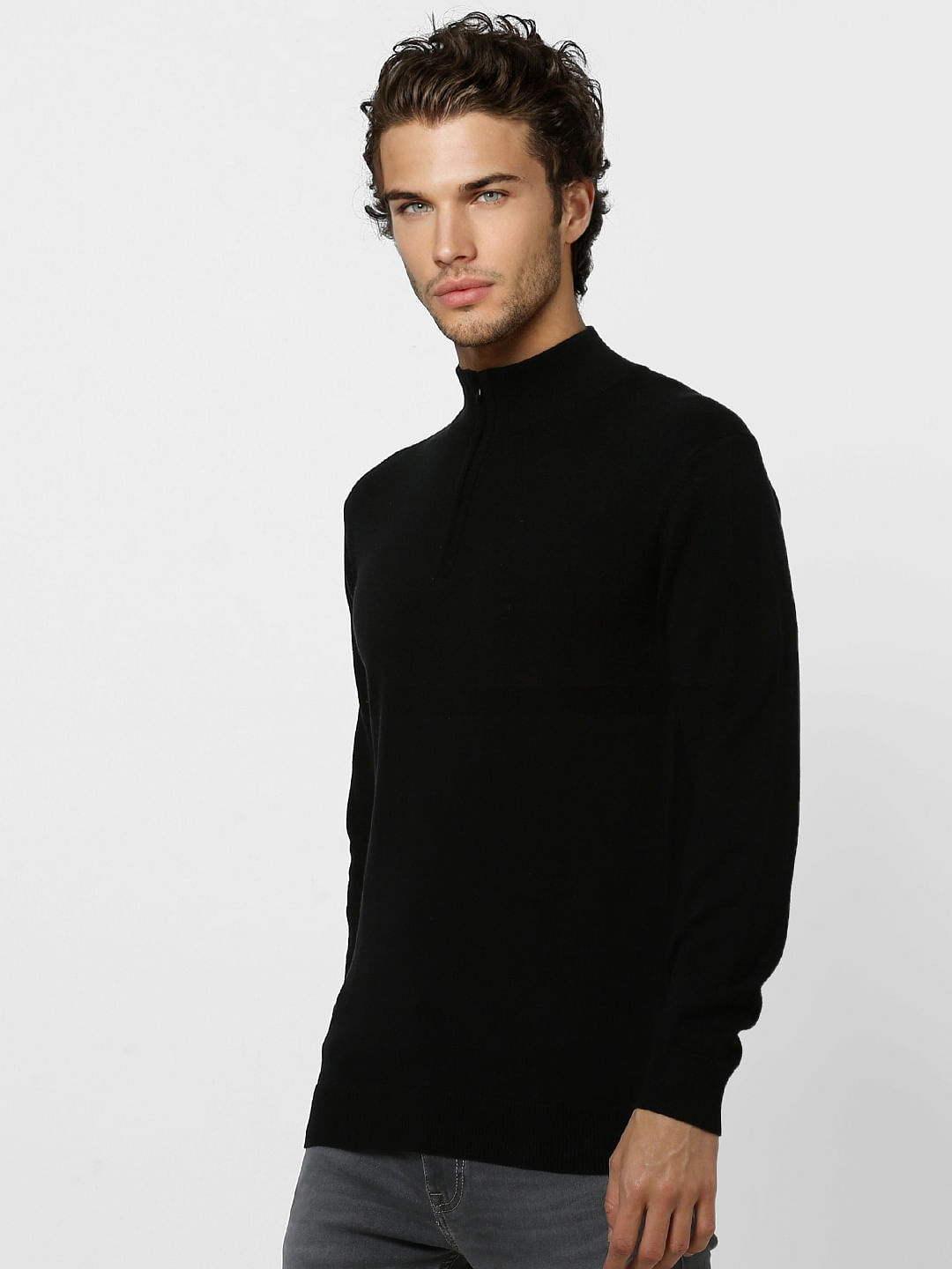 Black High Neck Cardigan