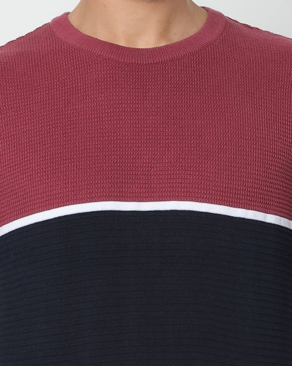 Red Colourblocked Pullover