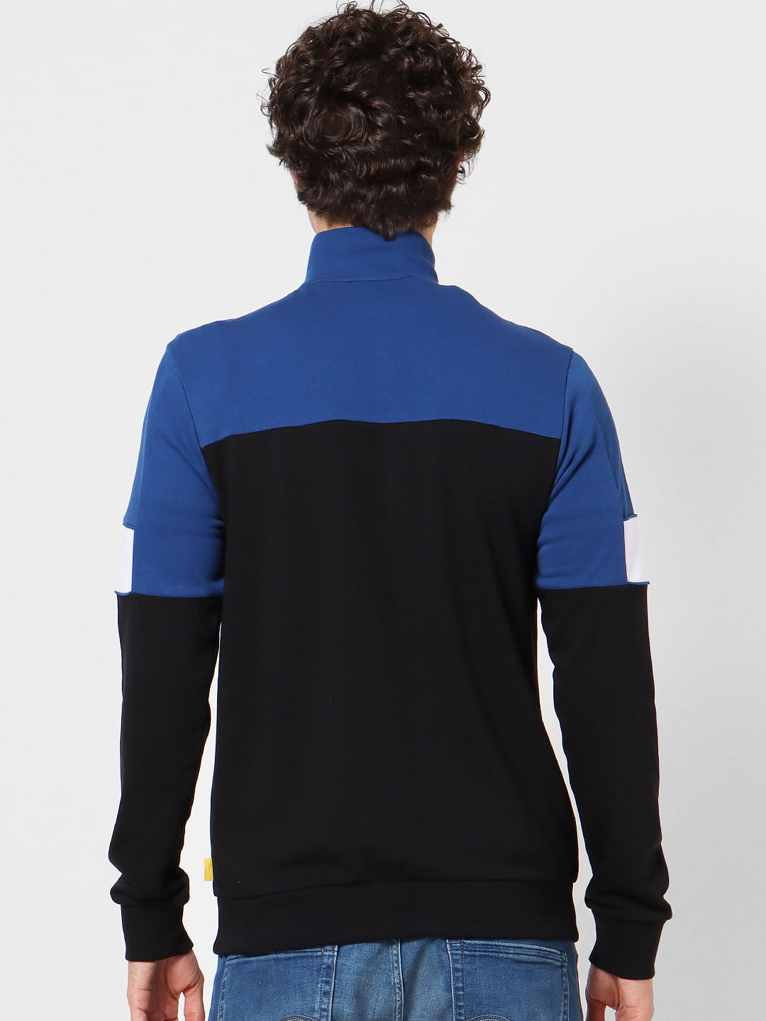 Black High Neck Colourblocked Cardigan