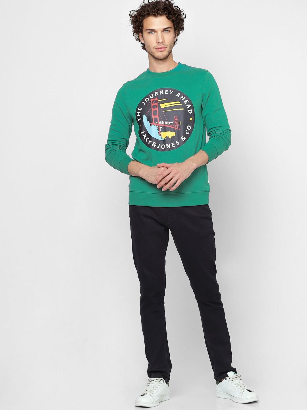 Green Graphic Print Sweatshirt - S