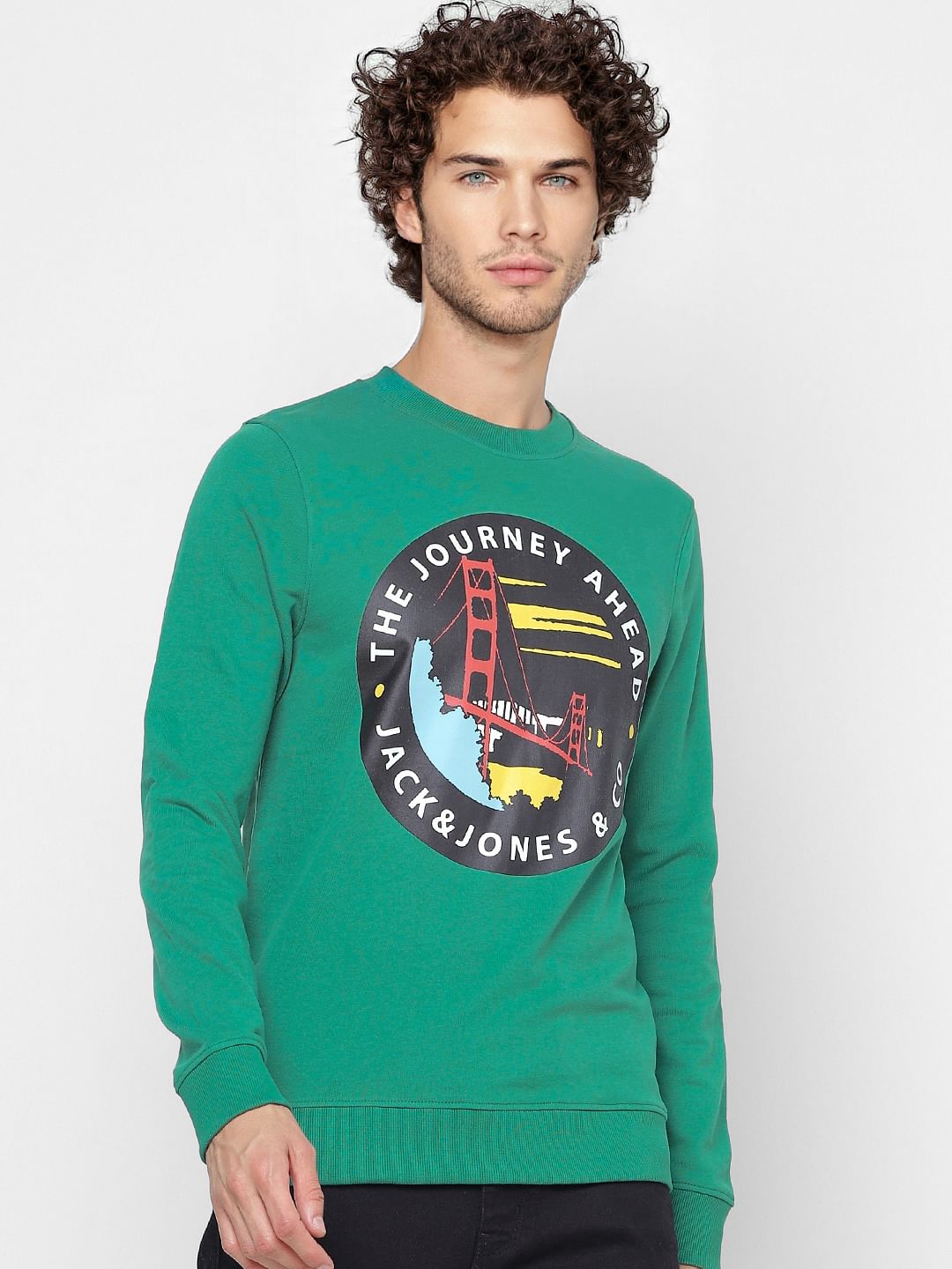 Green Graphic Print Sweatshirt