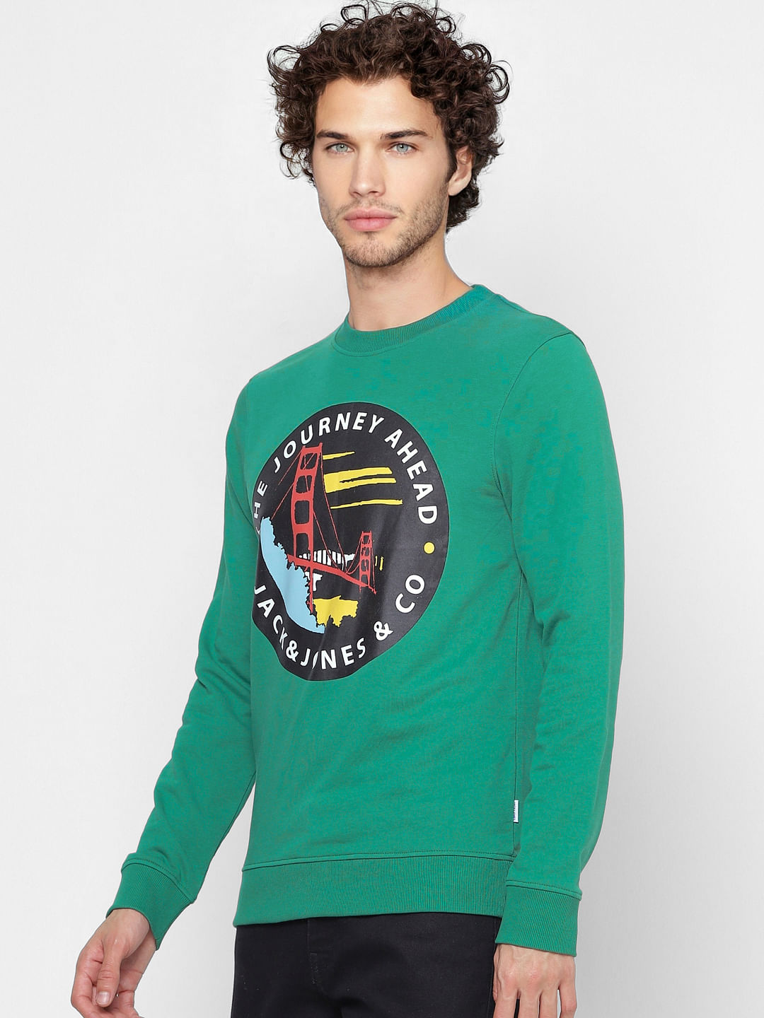 Green Graphic Print Sweatshirt