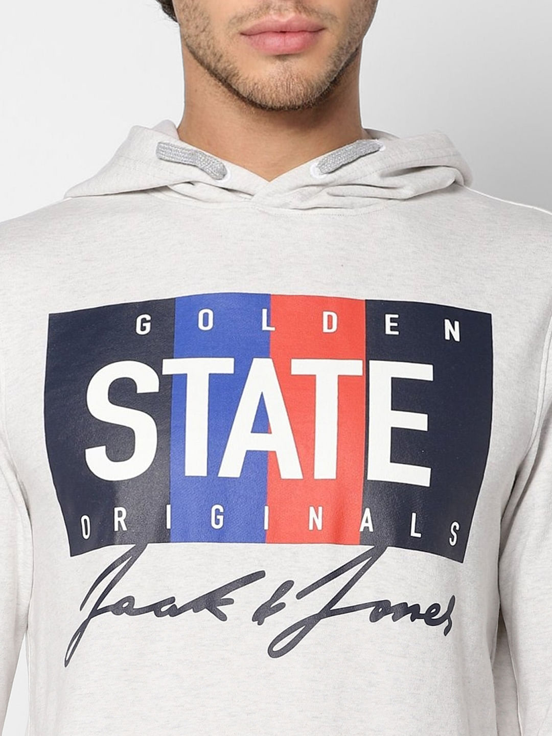 White Text Print Hooded Sweatshirt