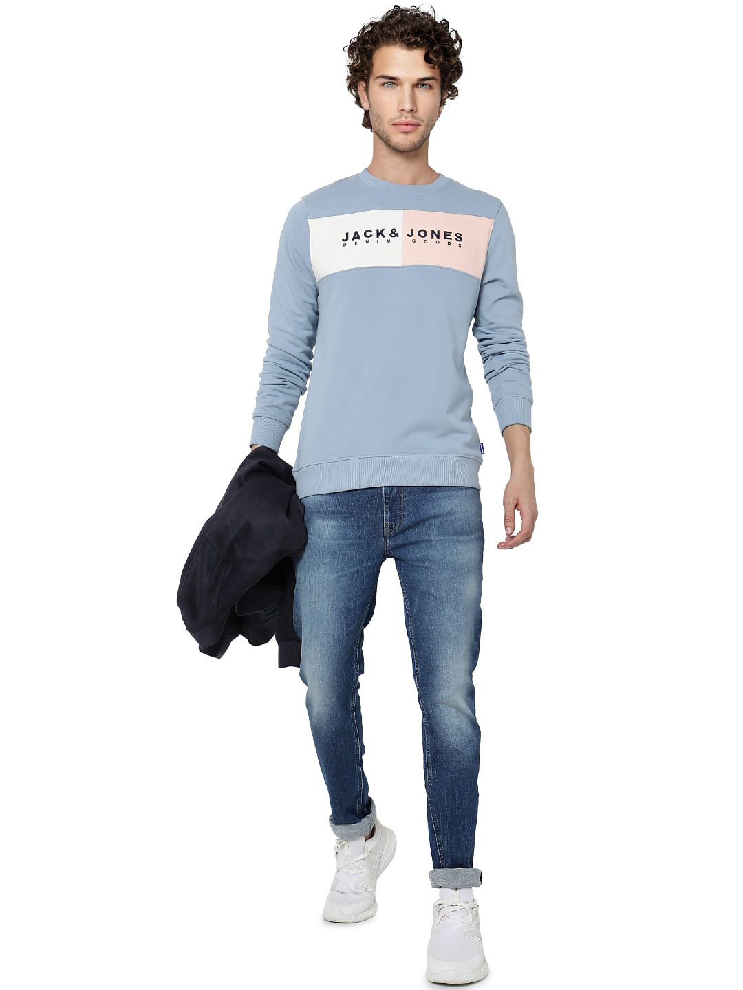 Blue Logo Print Pullover - S