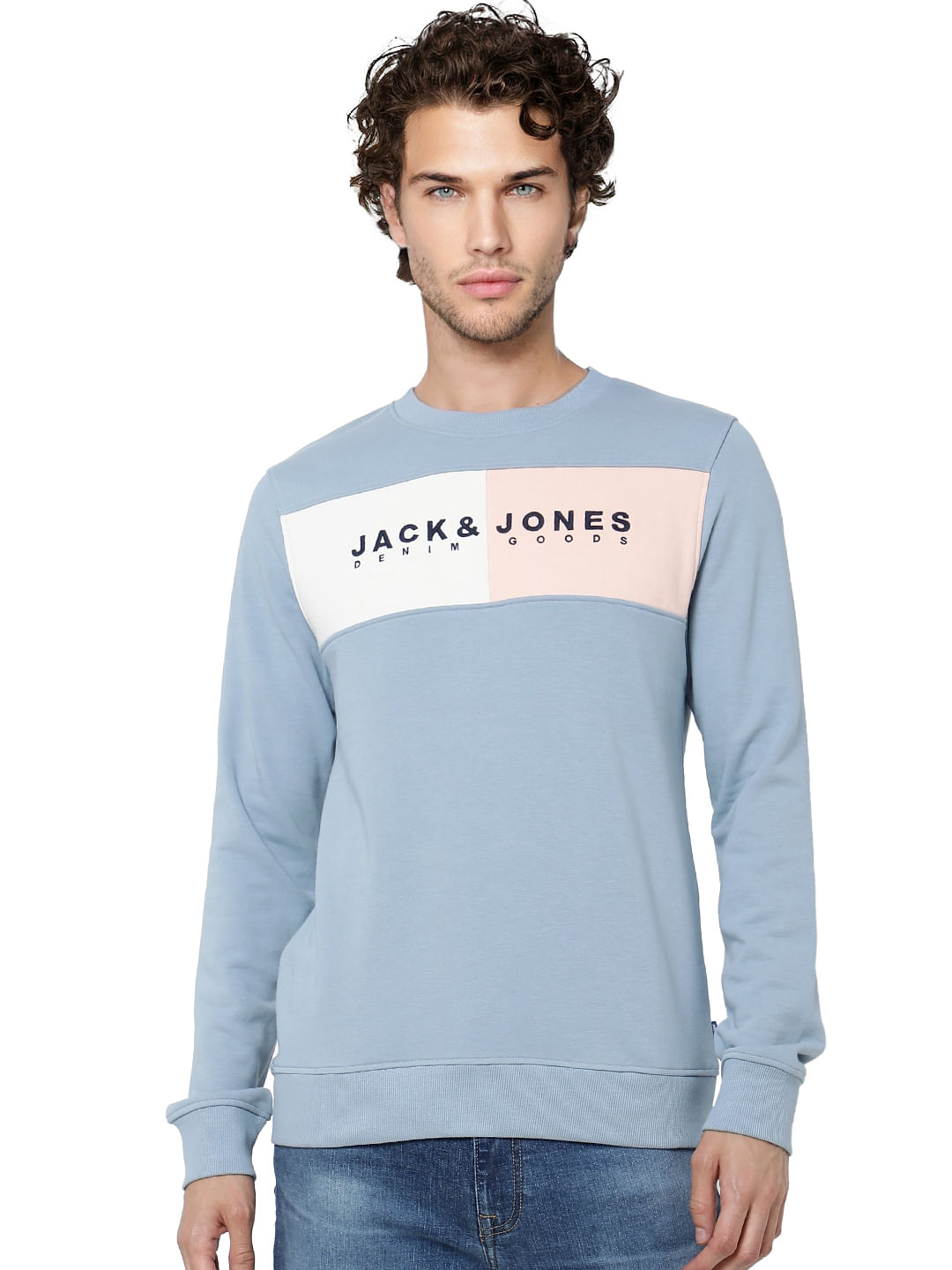 Blue Logo Print Pullover