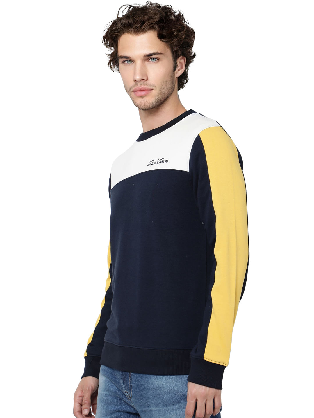 Blue Colourblocked Pullover