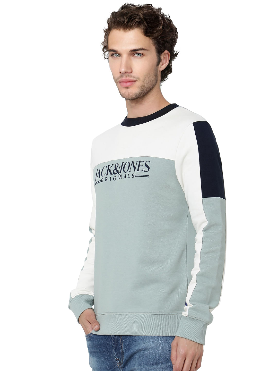 Blue Colourblocked Pullover