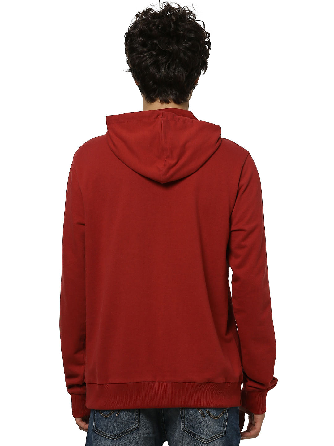 Maroon Logo Print Hooded Sweatshirt