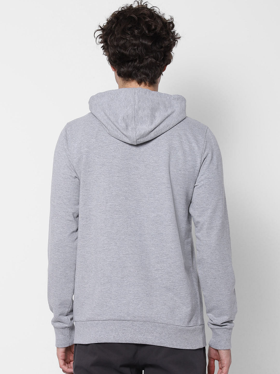 Grey Logo Print Hooded Sweatshirt