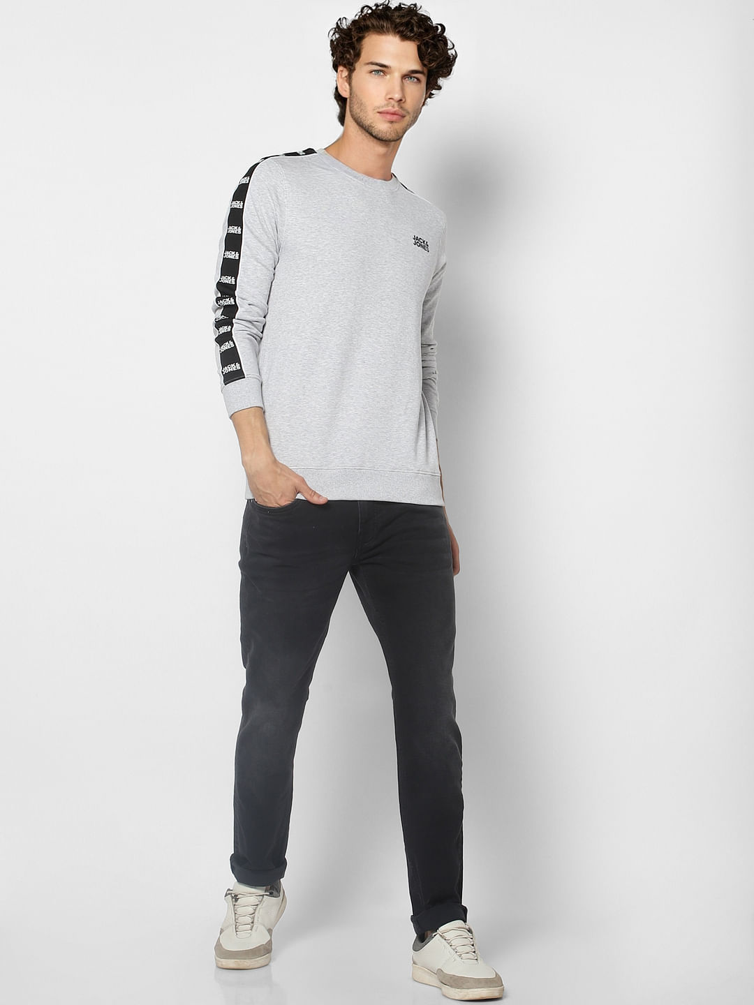 Grey Logo Tape Detail Sweatshirt
