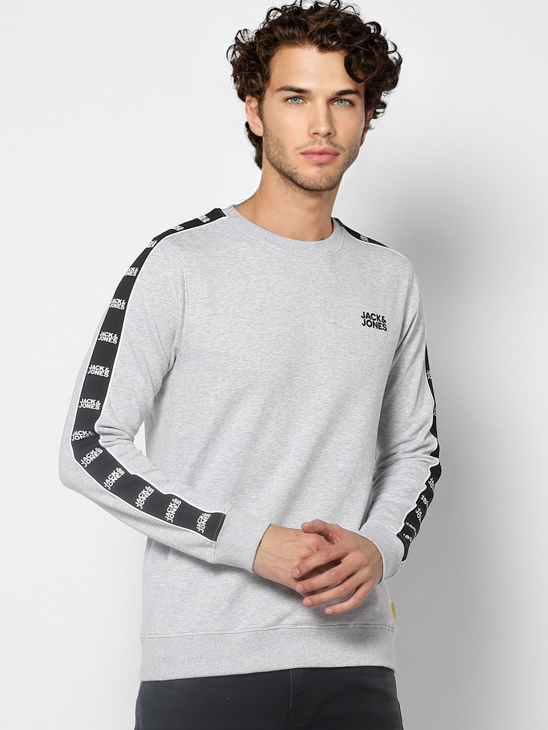 Grey Logo Tape Detail Sweatshirt