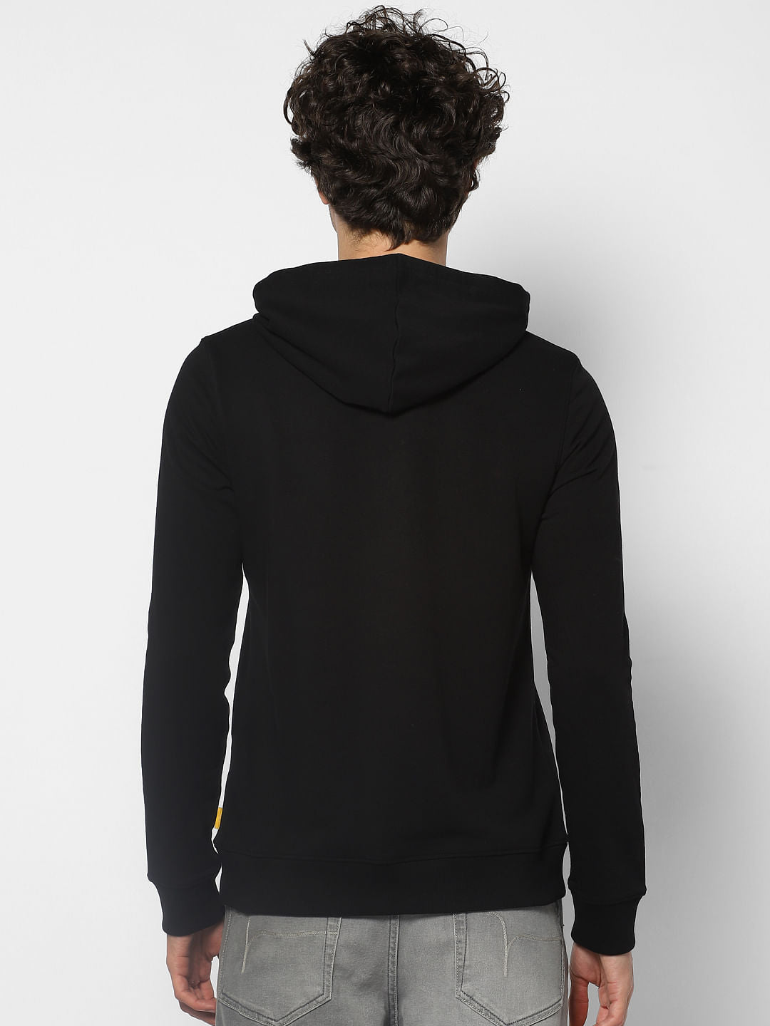 Black Graphic Print Hooded Sweatshirt