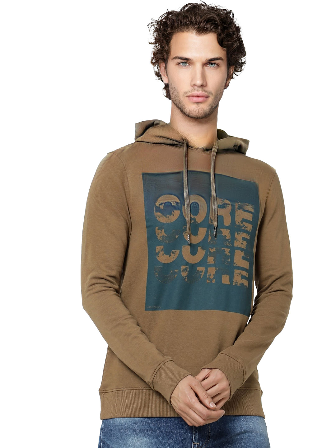 Brown Logo Print Hooded Sweatshirt