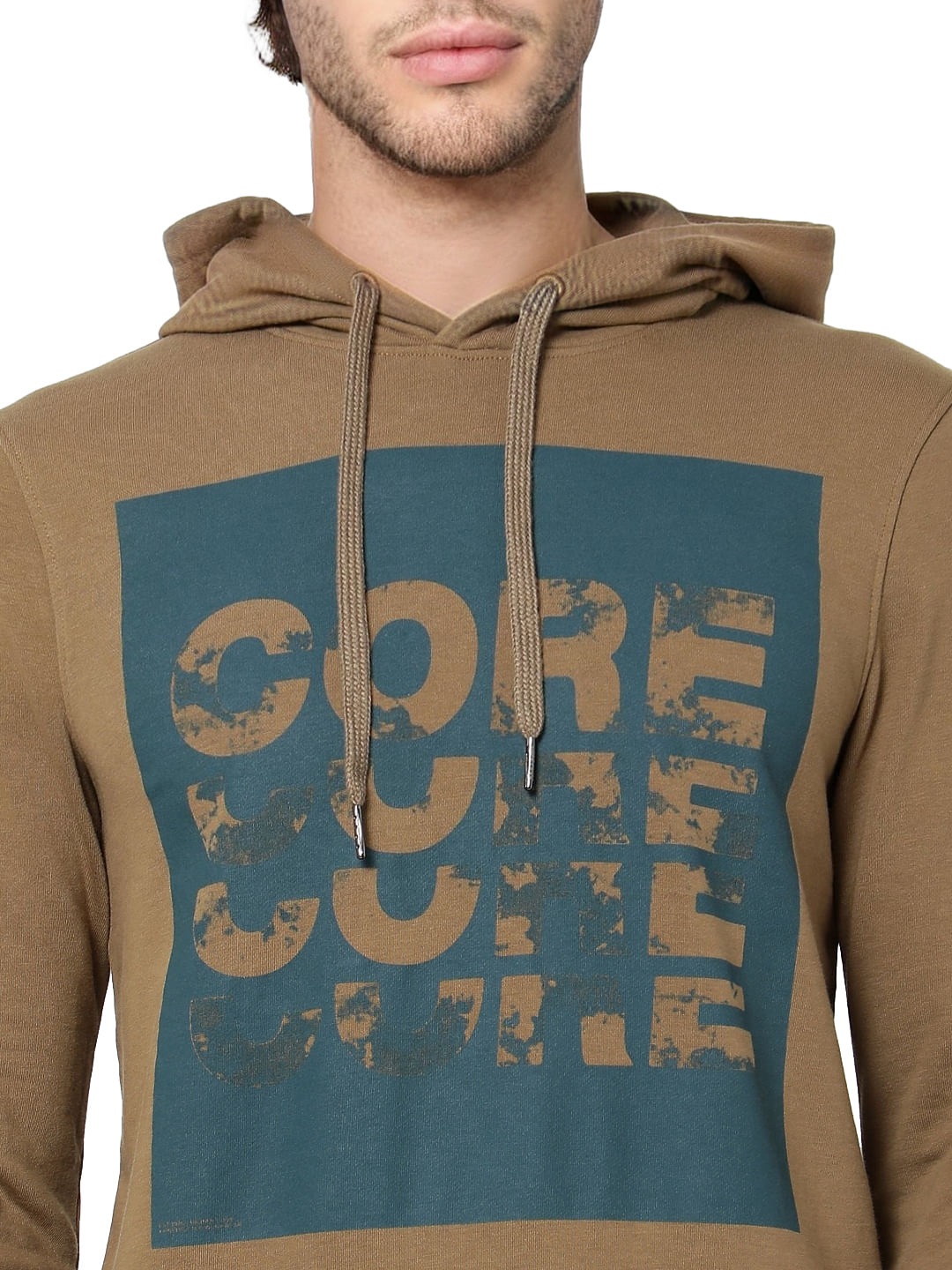 Brown Logo Print Hooded Sweatshirt