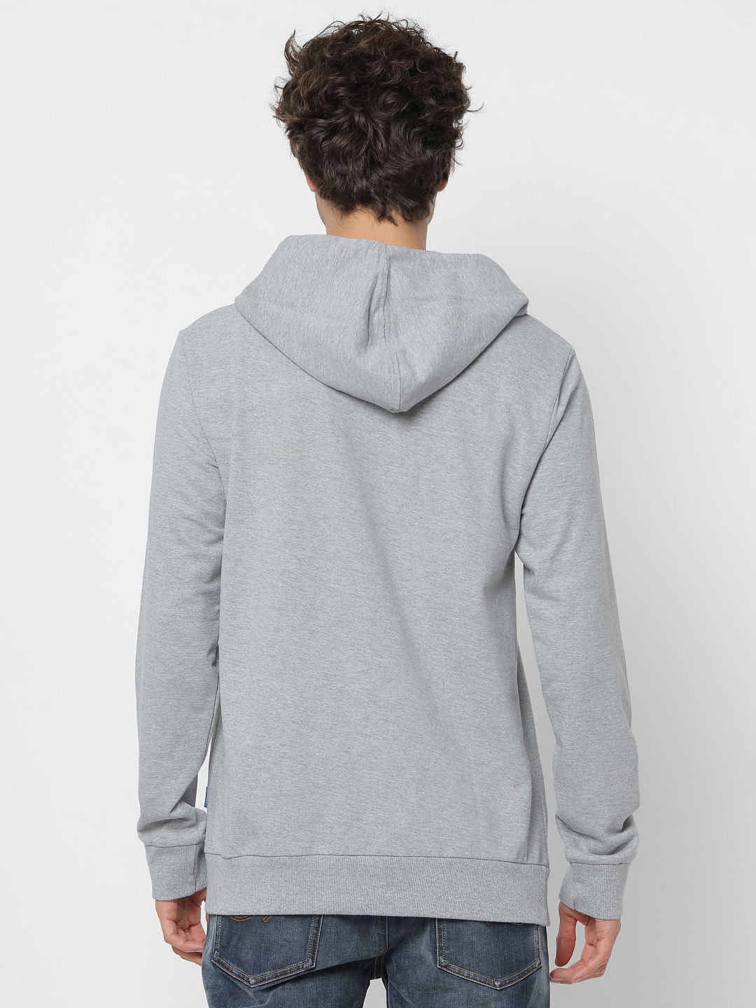 Grey Logo Print Hooded Sweatshirt