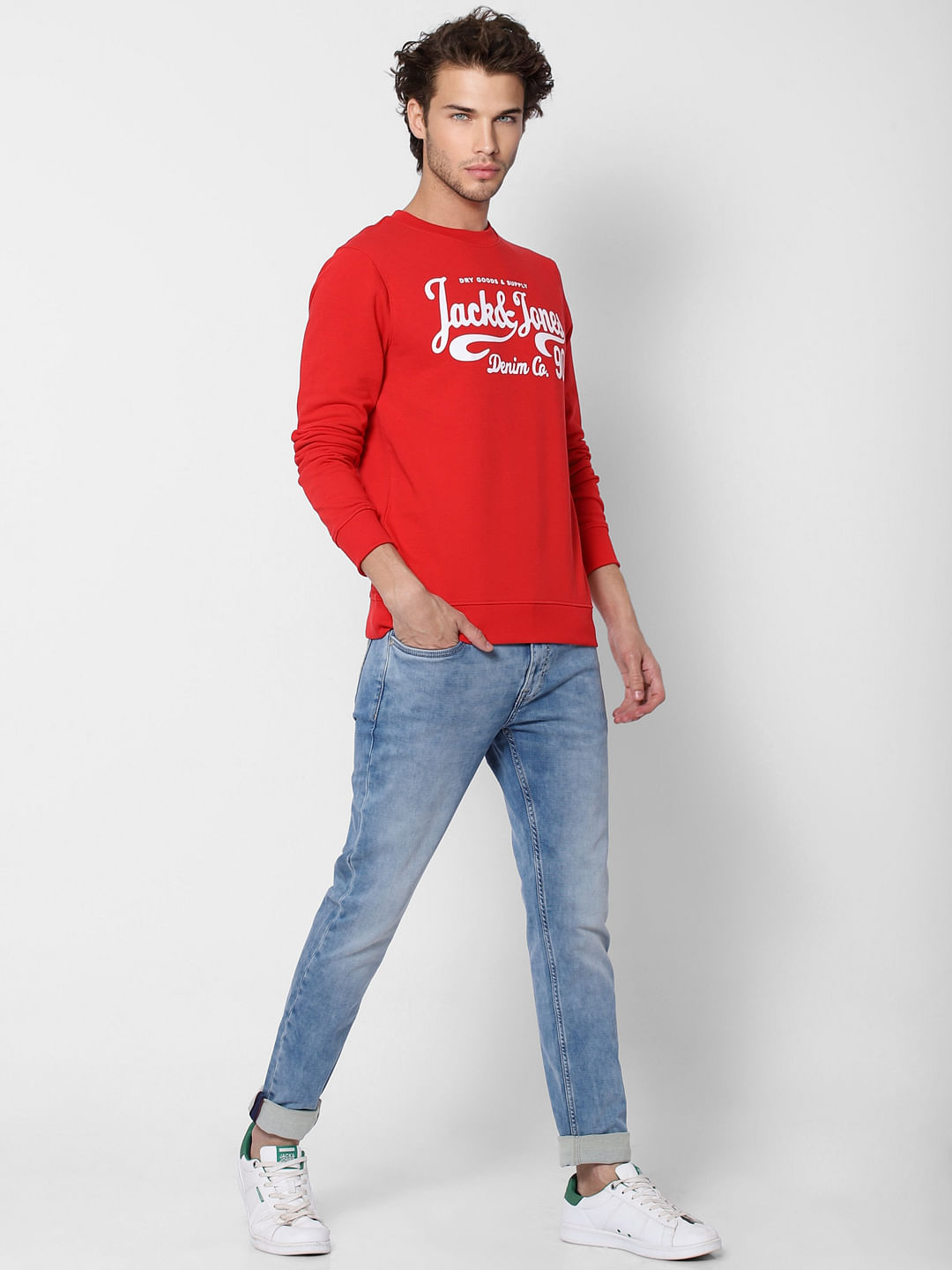 Red Logo Print Sweatshirt - S