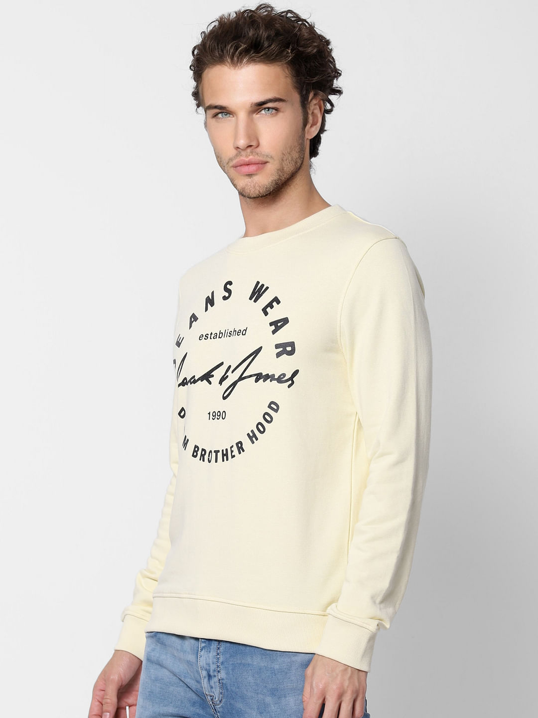 Light Yellow Logo Print Sweatshirt