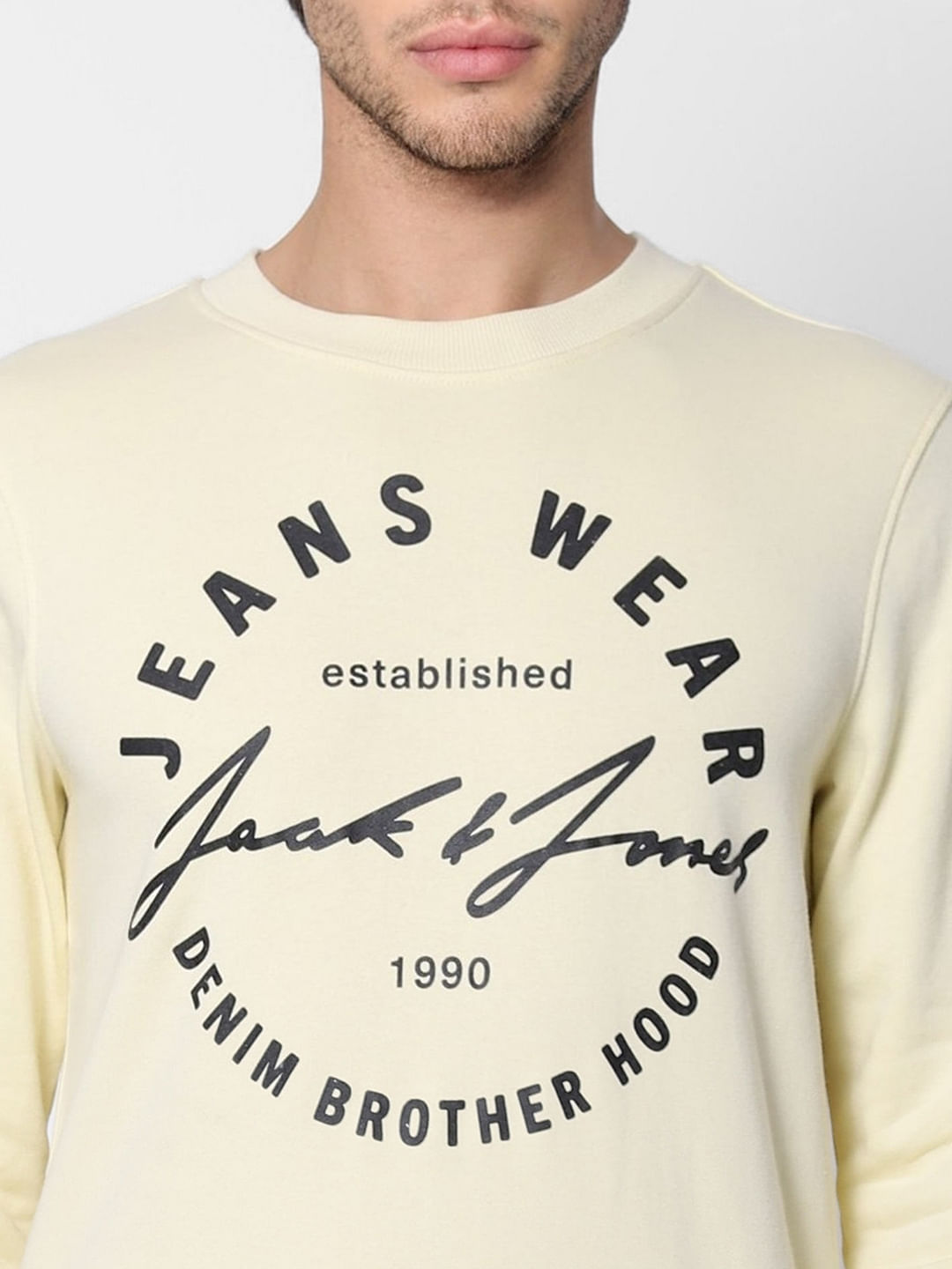 Light Yellow Logo Print Sweatshirt