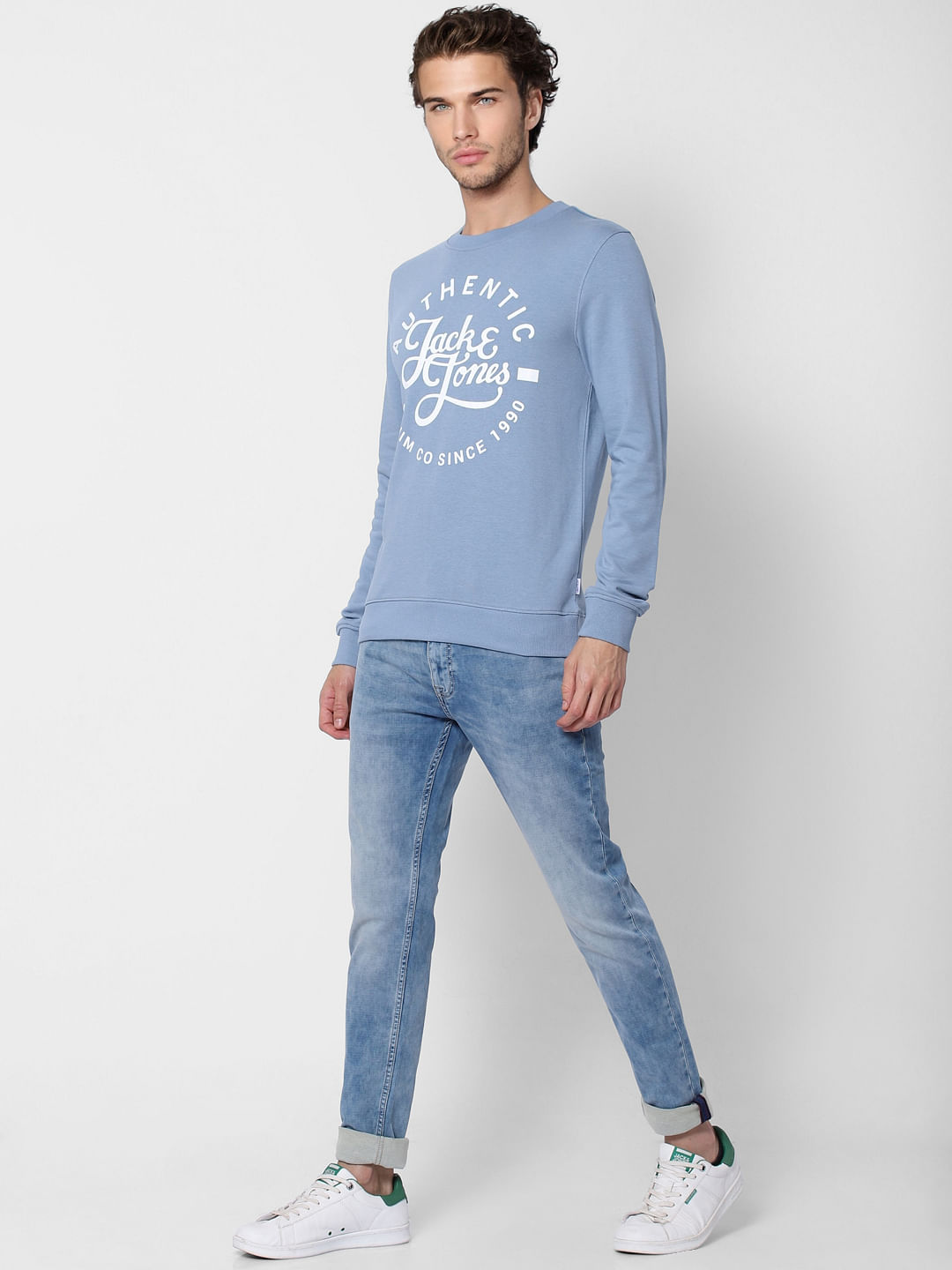 Light Blue Logo Print Sweatshirt - S