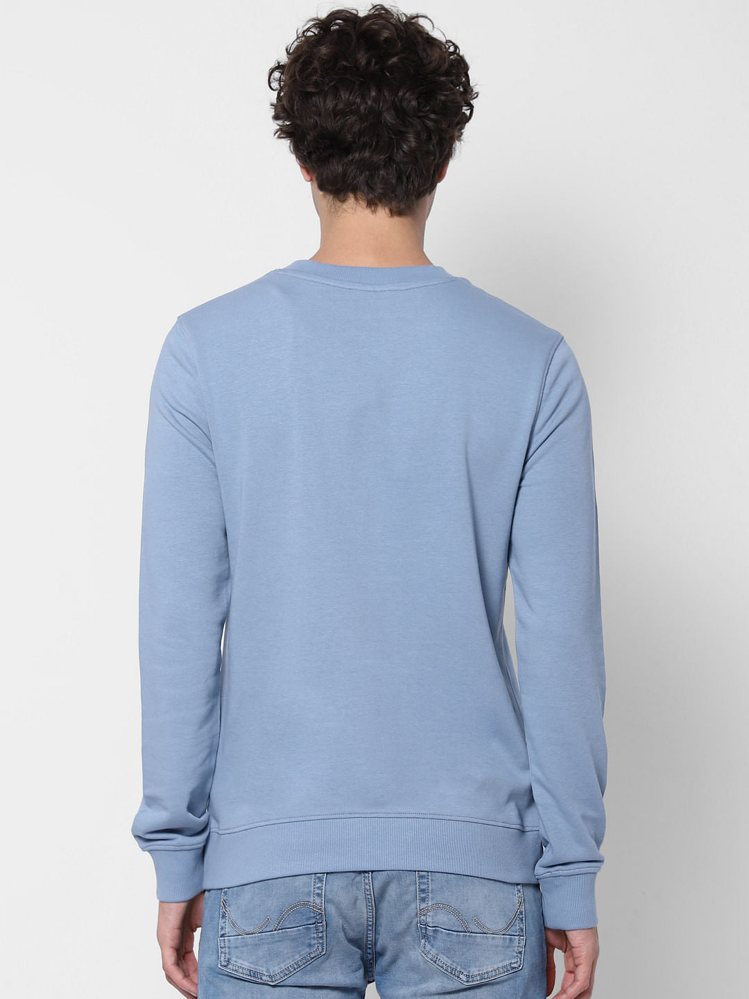 Light Blue Logo Print Sweatshirt