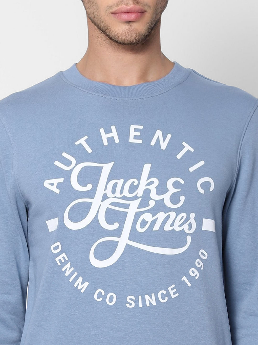 Light Blue Logo Print Sweatshirt