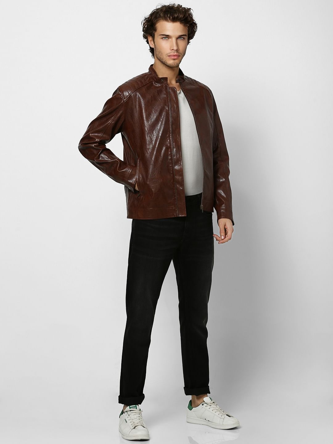 Brown Biker Jacket - S