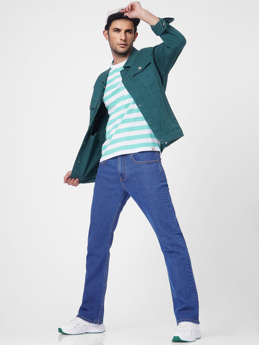 Blue Striped Crew Neck T-shirt