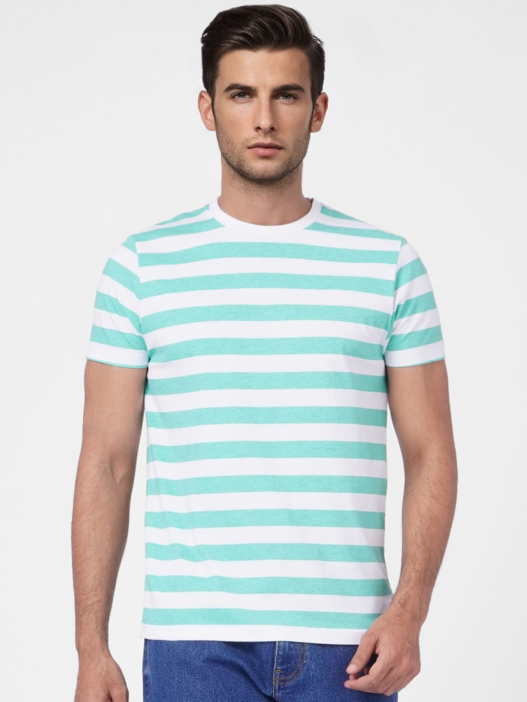 Blue Striped Crew Neck T-shirt
