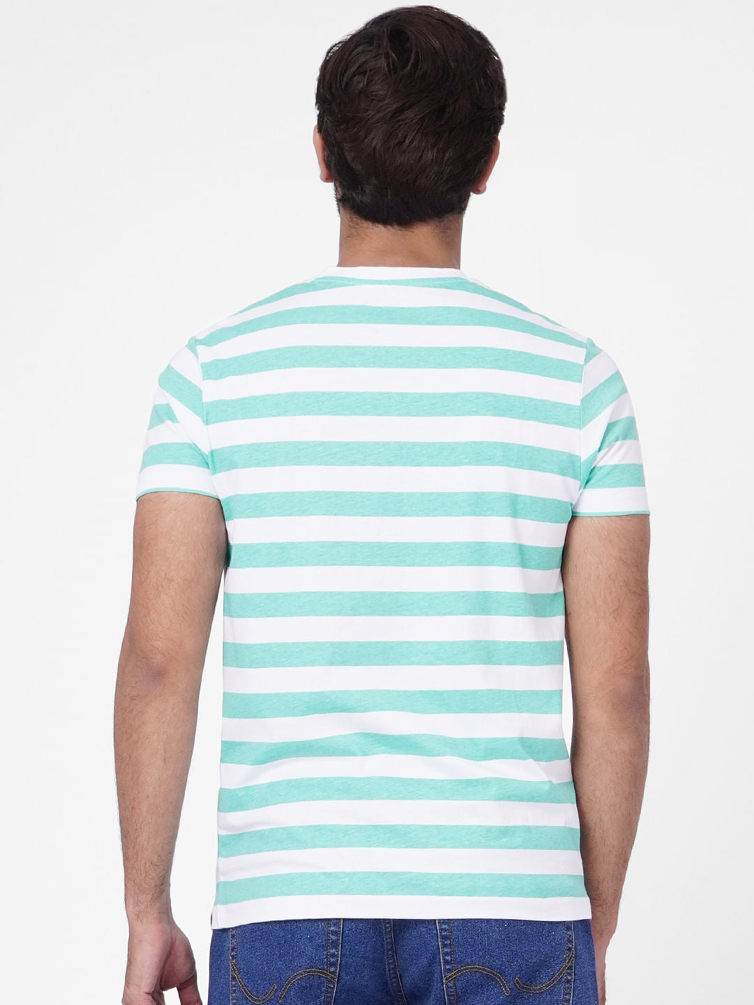 Blue Striped Crew Neck T-shirt