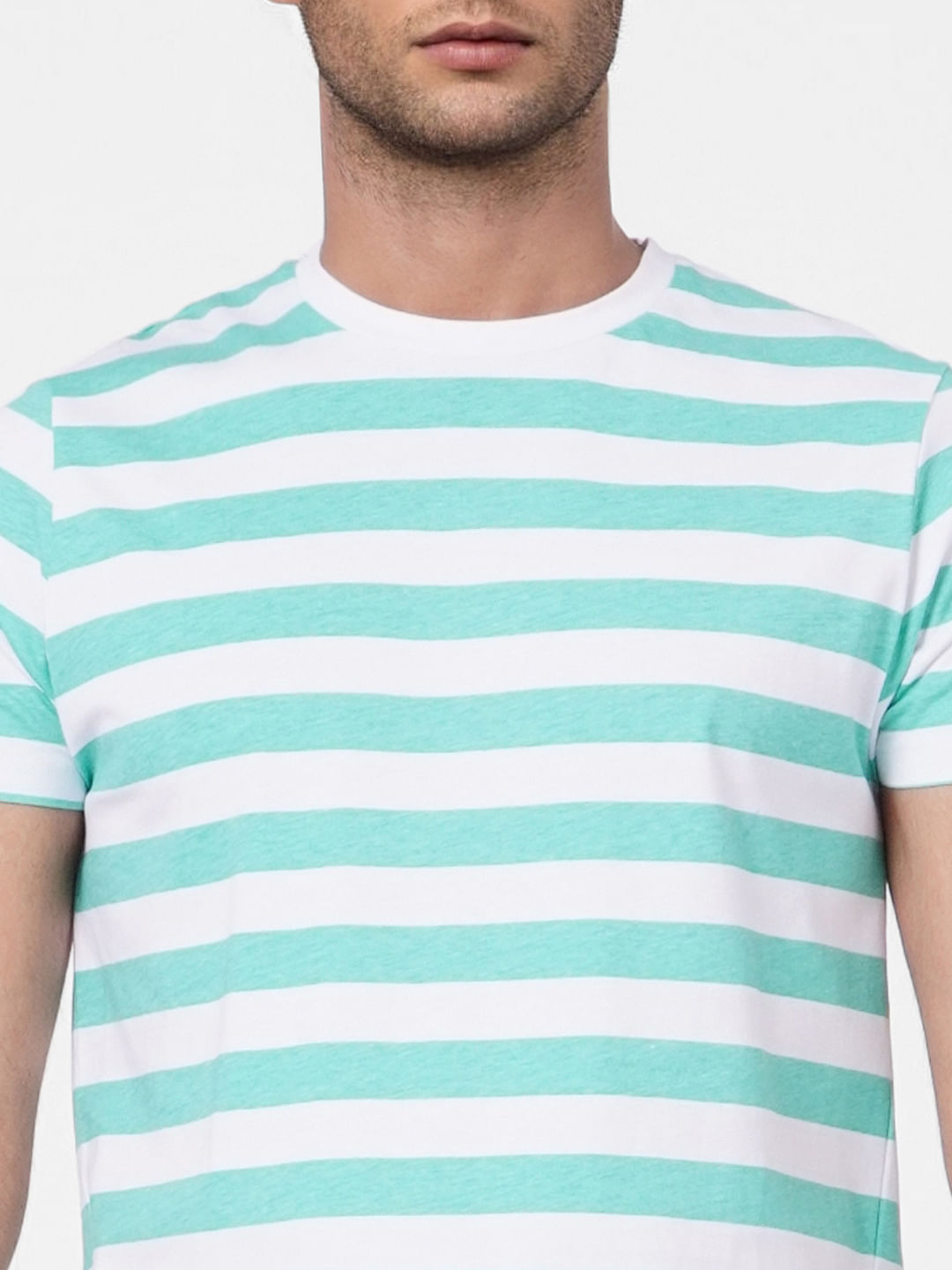 Blue Striped Crew Neck T-shirt