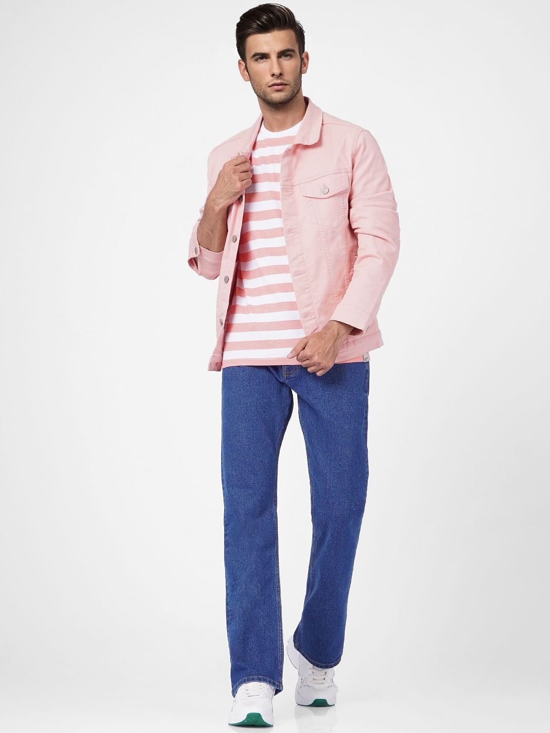 Pink Striped Crew Neck T-shirt - S