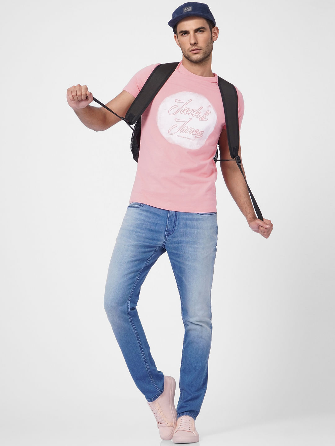 Pink Logo Print Crew Neck T-shirt - S