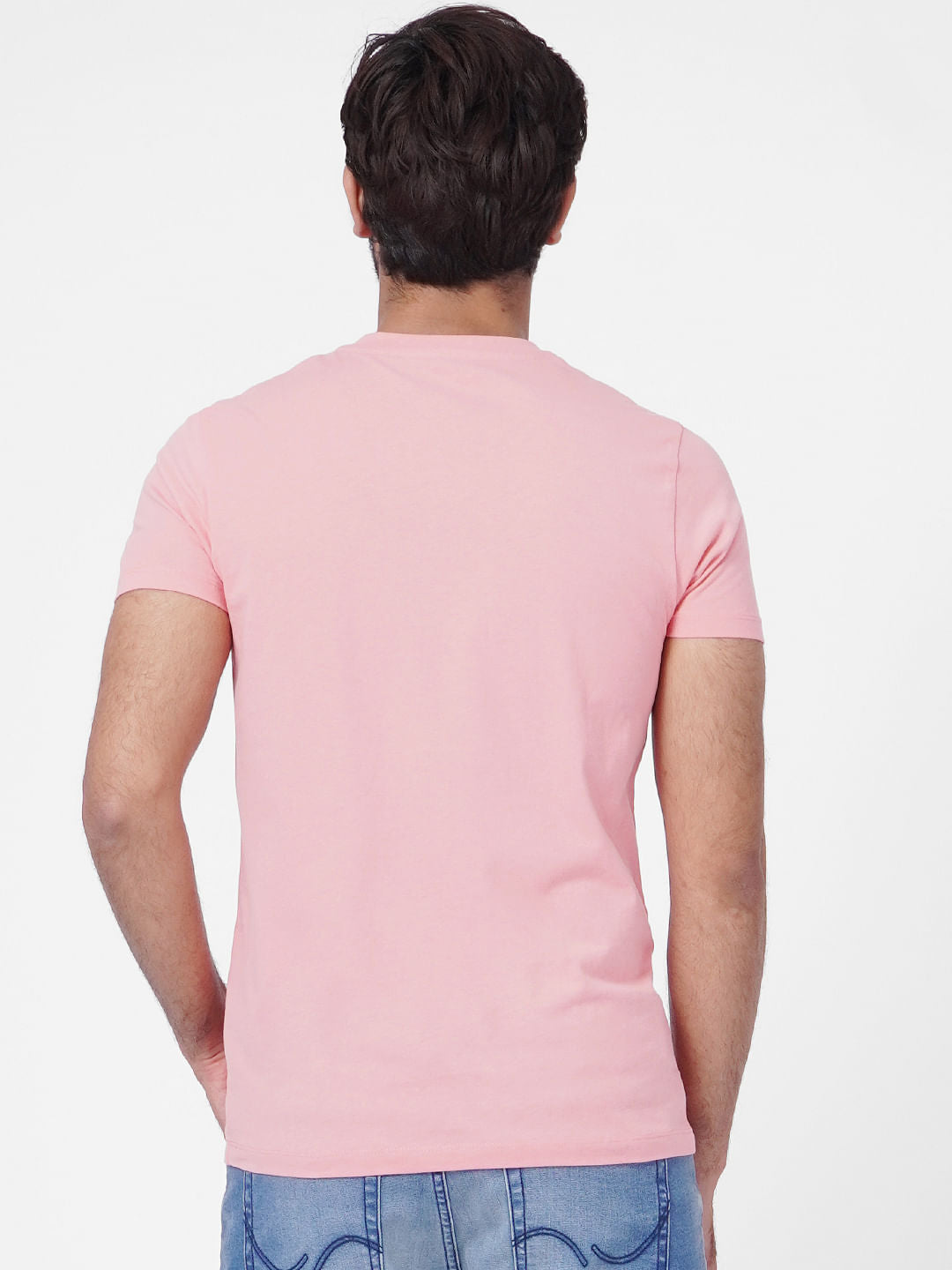 Pink Logo Print Crew Neck T-shirt