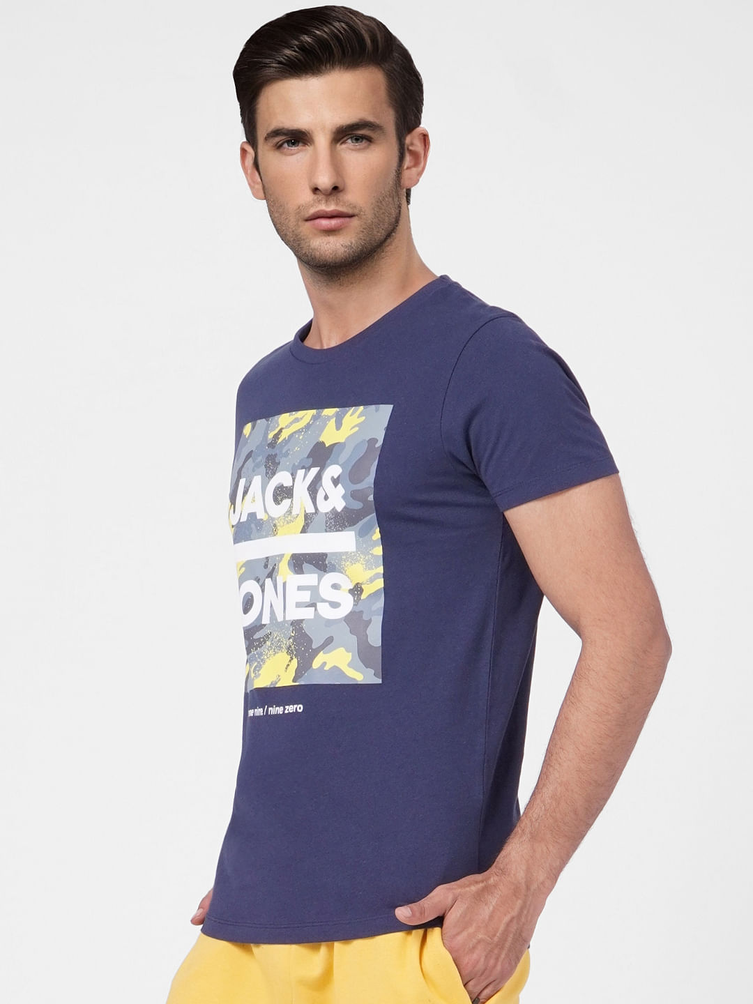 Dark Blue Graphic Print Crew Neck T-shirt