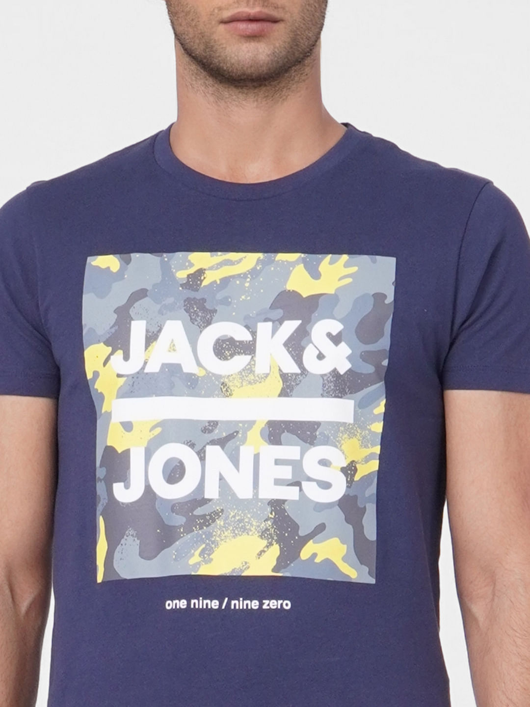 Dark Blue Graphic Print Crew Neck T-shirt