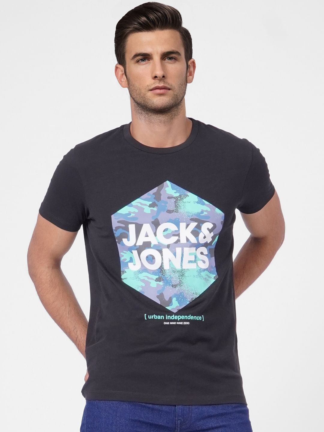 Black Graphic Print Crew Neck T-shirt