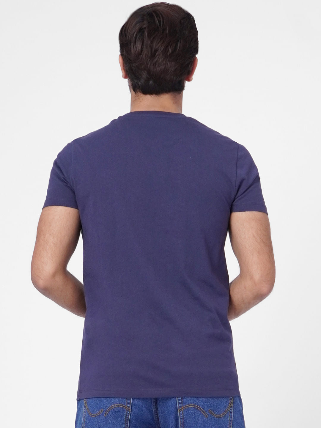 Blue Camo Print Crew Neck T-shirt