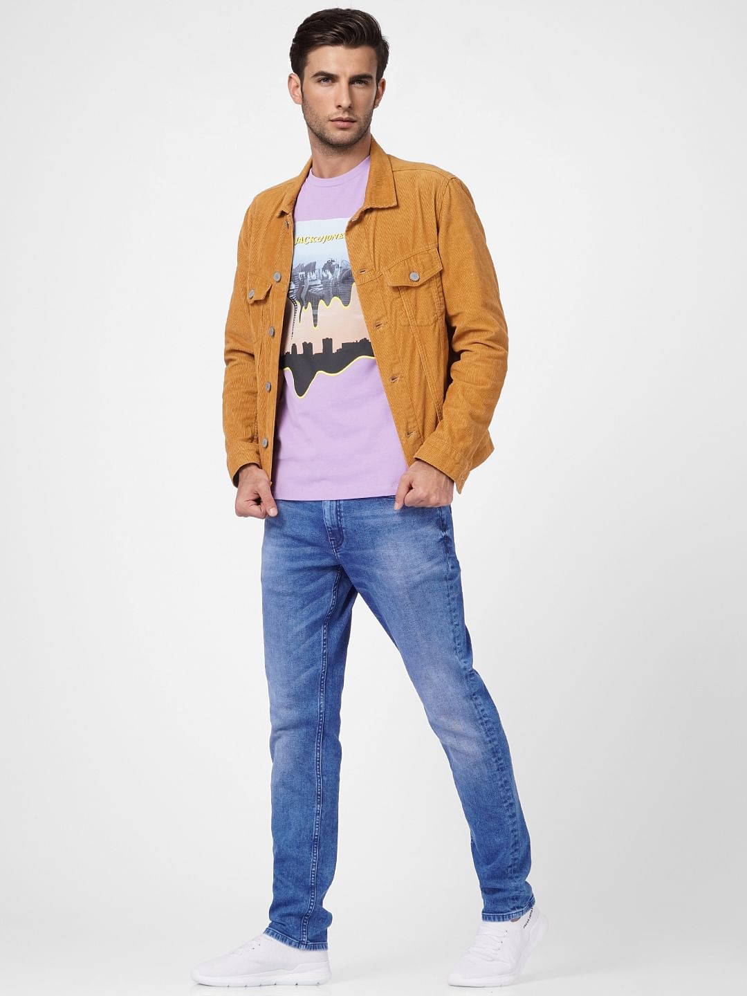 Purple Printed Crew Neck T-shirt - S
