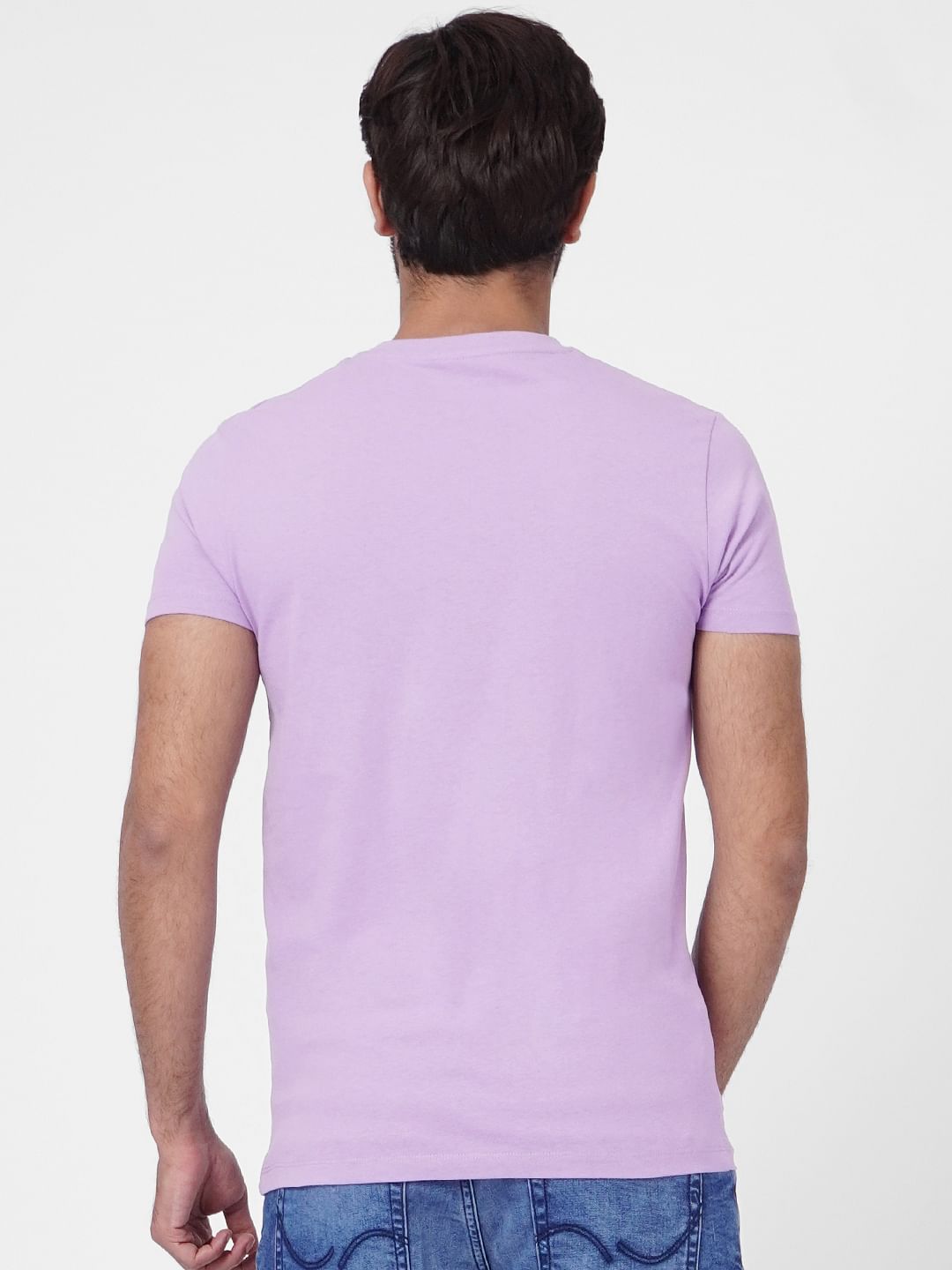 Purple Printed Crew Neck T-shirt