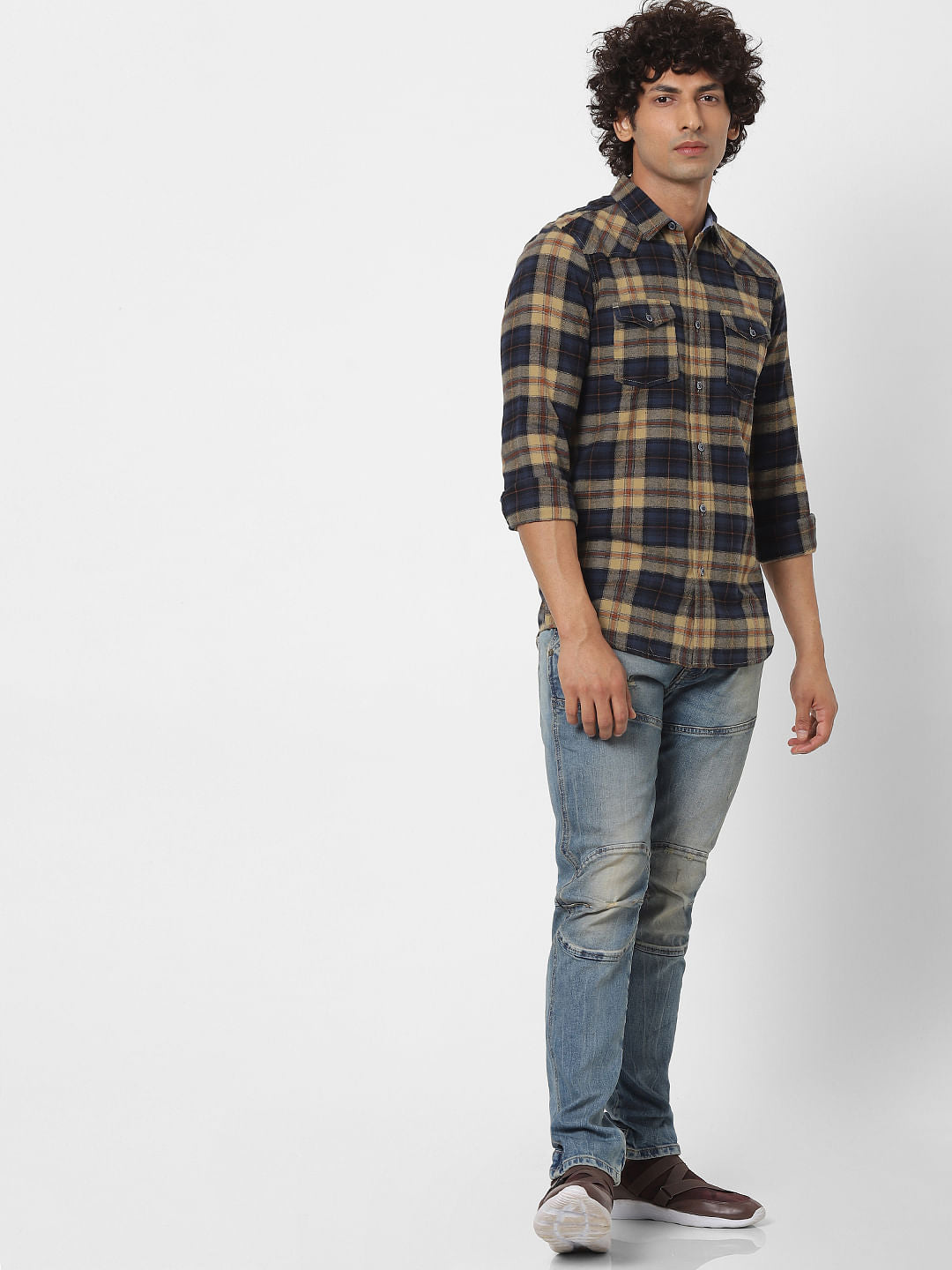 Brown Check Full Sleeves Shirt